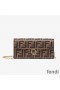 F is Fendi Chain Wallet In FF Motif Calf Leather Brown