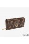 F is Fendi Chain Wallet In FF Motif Calf Leather Brown