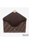 F is Fendi Large Slim Pouch In FF Motif Calf Leather Brown