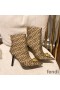 Fendi Ankle Boots Women Fendace FF Fabric Brown