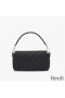 Fendi Baguette Bag with Laser Cut Strap In FF Motif Canvas Black