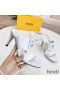 Fendi Baguette Heeled Slides Women Leather White