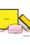 Fendi Baguette Phone Pouch In Nappa Leather and Fabric Pink