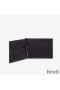 Fendi Bill Clip In FF Motif Fabric Brown/Red