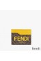 Fendi Card Holder In ROMA Logo FF Motif Fabric Brown