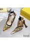 Fendi Colibri Slingback Pumps Women Karligraphy Motif Mesh Brown
