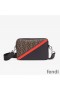 Fendi Compact Camera Case In FF Motif Fabric Brown/Red