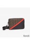 Fendi Compact Camera Case In FF Motif Fabric Brown/Red