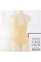 Fendi Crisscross Swimsuit Women FF Vertigo Motif Lycra Yellow