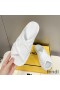 Fendi Crossover Slides Women FF Motif Leather White