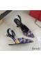 Fendi First Slingback Pumps Women Fendace Baroque Fabric Purple