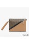 Fendi Flat Pouch In FF Motif Fabric Brown/Black