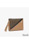 Fendi Flat Pouch In FF Motif Fabric Brown/Black