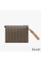 Fendi Flat Pouch In FF Motif Fabric Brown/Black