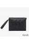 Fendi Flat Pouch In FF Motif Nappa Leather Black
