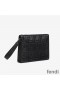 Fendi Flat Pouch In FF Motif Nappa Leather Black