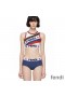 Fendi Gym Set Women Fila Logo Motif Lycra Blue/White