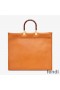 Fendi Large Sunshine Shopper Bag In ROMA Logo Calf Leather Brown