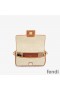 Fendi Mini Baguette Bag In FF Motif Straw Beige