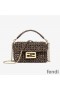 Fendi Mini Baguette Bag In Fabric Interlace Coffee