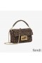 Fendi Mini Baguette Bag In Fabric Interlace Coffee