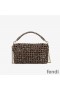 Fendi Mini Baguette Bag In Fabric Interlace Coffee