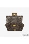 Fendi Mini Baguette Bag In Fabric Interlace Coffee