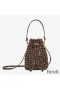 Fendi Mini Mon Tresor Bucket Bag In Fabric Interlace Coffee