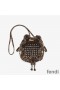 Fendi Mini Mon Tresor Bucket Bag In Fabric Interlace Coffee