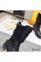 Fendi Rockoko Combat Boots Women Smooth Leather with Velcro Straps Black/White