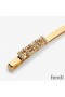 Fendi Signature Hair Clip In Crystal Metal Gold
