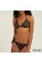 Fendi Triangle Bikini with Ties Women FF Motif Lycra Brown/Black