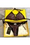 Fendi Triangle Bikini with Ties Women FF Motif Lycra Brown/Black