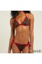 Fendi Triangle Bikini with Ties Women FF Motif Lycra Brown/Red