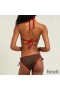 Fendi Triangle Bikini with Ties Women FF Motif Lycra Brown/Red