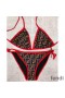 Fendi Triangle Bikini with Ties Women FF Motif Lycra Brown/Red