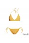 Fendi Triangle Bikini with Ties Women Jacquard FF Motif Lycra Yellow