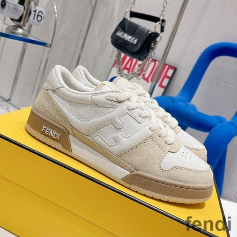 فندي مباراة الاتفاق حذاء رياضي للجنسين من جلد الغزال الأبيض