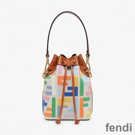 Fendi Mini Mon Tresor Bucket Bag In FF Motif Canvas Multicolor