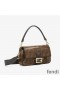 Fendi Baguette Bag In FF Motif Fabric with Sequins Brown