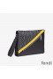 Fendi Flat Pouch In FF Motif Fabric Black/Yellow