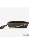 Fendi Flat Pouch In FF Motif Fabric Black/Yellow