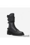 Fendi Rockoko Combat Boots Women Smooth Leather with Velcro Straps Black