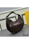 Fendi Small Fendigraphy Hobo Bag In FF Motif Fabric with Sequins Brown