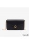 F is Fendi Chain Pouch In Calf Leather Black
