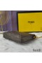 Fendi Baguette Pouch with Chain In FF Motif Fabric Brown/Burgundy