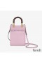 Fendi Mini Sunshine Shopper Bag In ROMA Logo Calf Leather Pink
