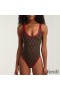 Fendi Swimsuit Women FF Motif Lycra Brown/Red