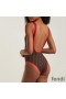 Fendi Swimsuit Women FF Motif Lycra Brown/Red