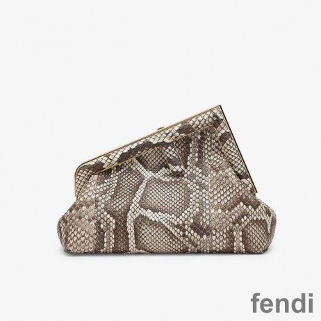 Fendi Small First Bag In Python Leather Grey